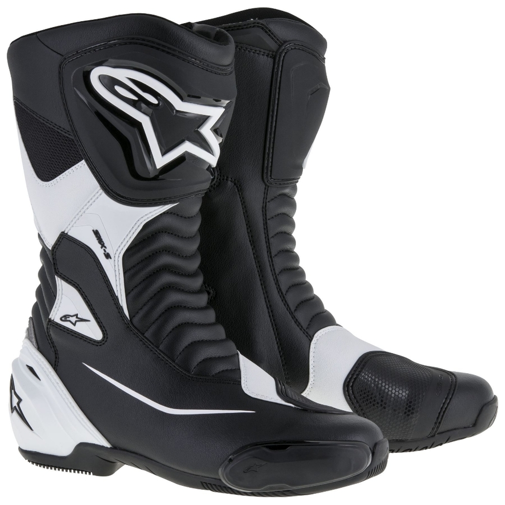 Alpinestars Black and White Motorcycle Boots - Size 7.5 / Euro 41